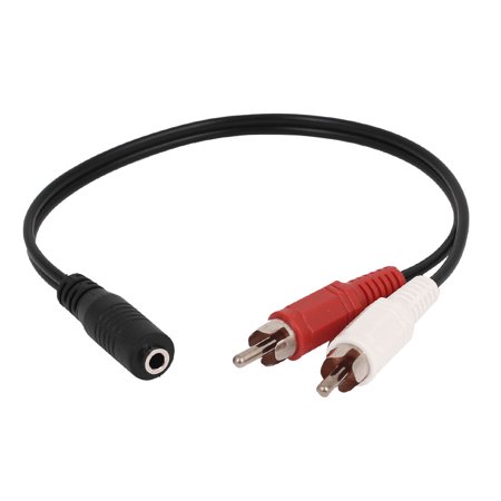 HF-RCAM-35F: 6 inch Molded 3.5mm Female to 2 x RCA Male Audio Cable Adapter