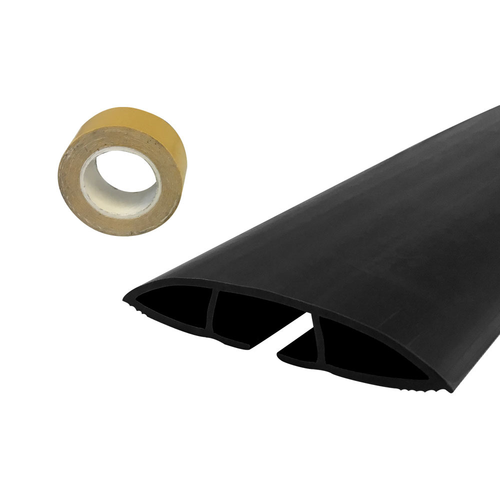 HF-RW-FT100-BK: Floor Track Cord Cover with Adhesive Tape - Black - Click Image to Close