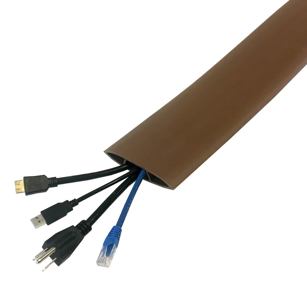 HF-RW-FT100-BR: Floor Track Cord Cover with Adhesive Tape - Brown
