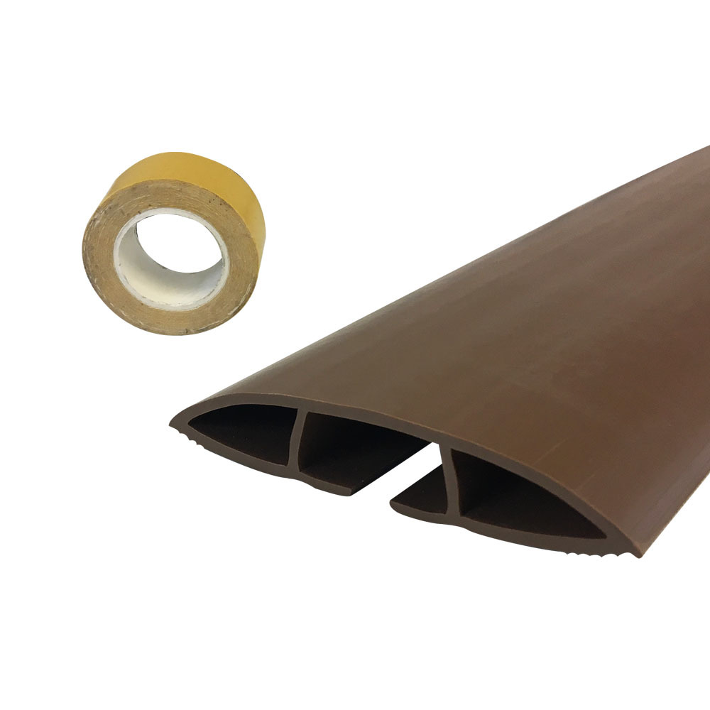 HF-RW-FT100-BR: Floor Track Cord Cover with Adhesive Tape - Brown - Click Image to Close