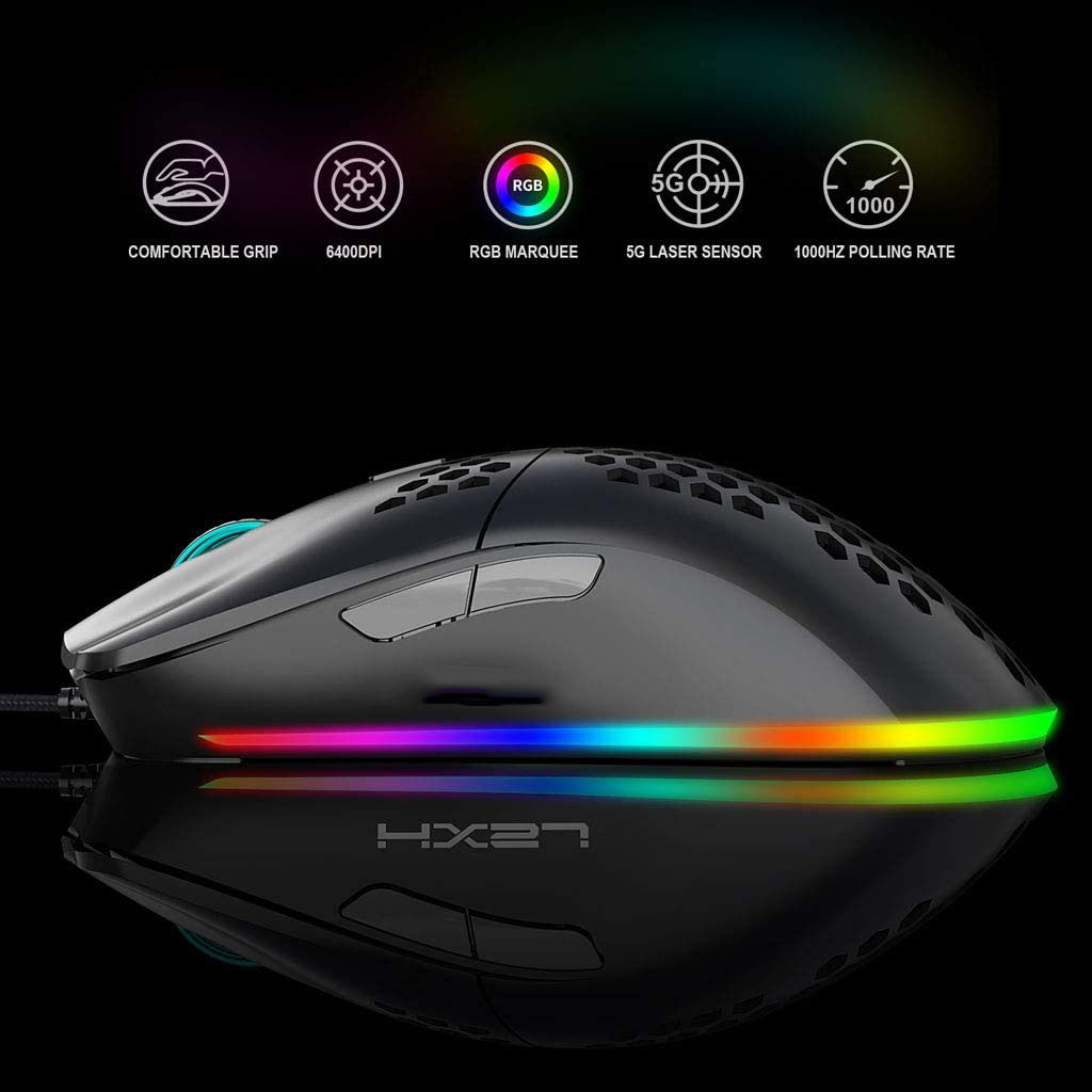 HF-T98GM: 6400DPI Programable 6 Buttons Gamer USB Wired Mouse RGB Gaming Mice for Desktop PC Laptop - Click Image to Close
