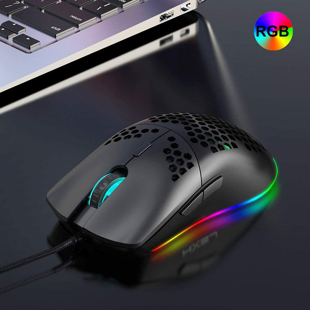 HF-T98GM: 6400DPI Programable 6 Buttons Gamer USB Wired Mouse RGB Gaming Mice for Desktop PC Laptop