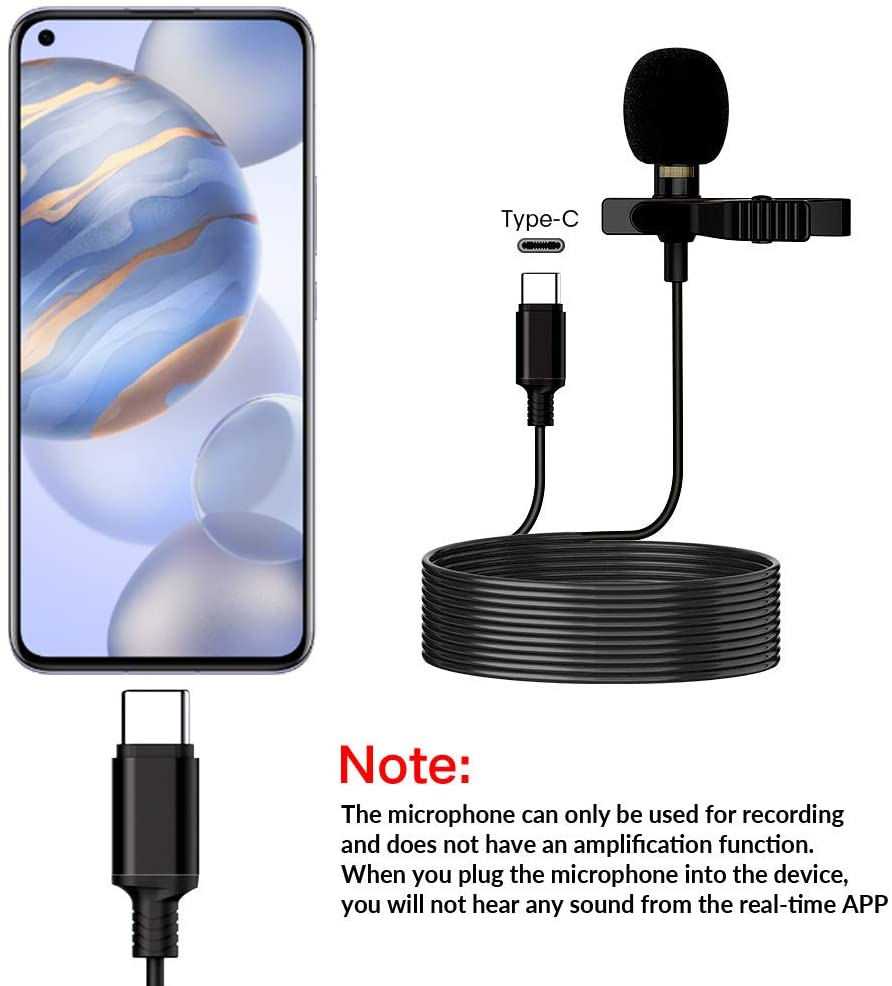 HF-UCMIC: Lavalier USB C Type-C Clip-on Lapel Microphone MIC for Android Smartphone for YouTube, Conference or Audio Video Recording - Click Image to Close
