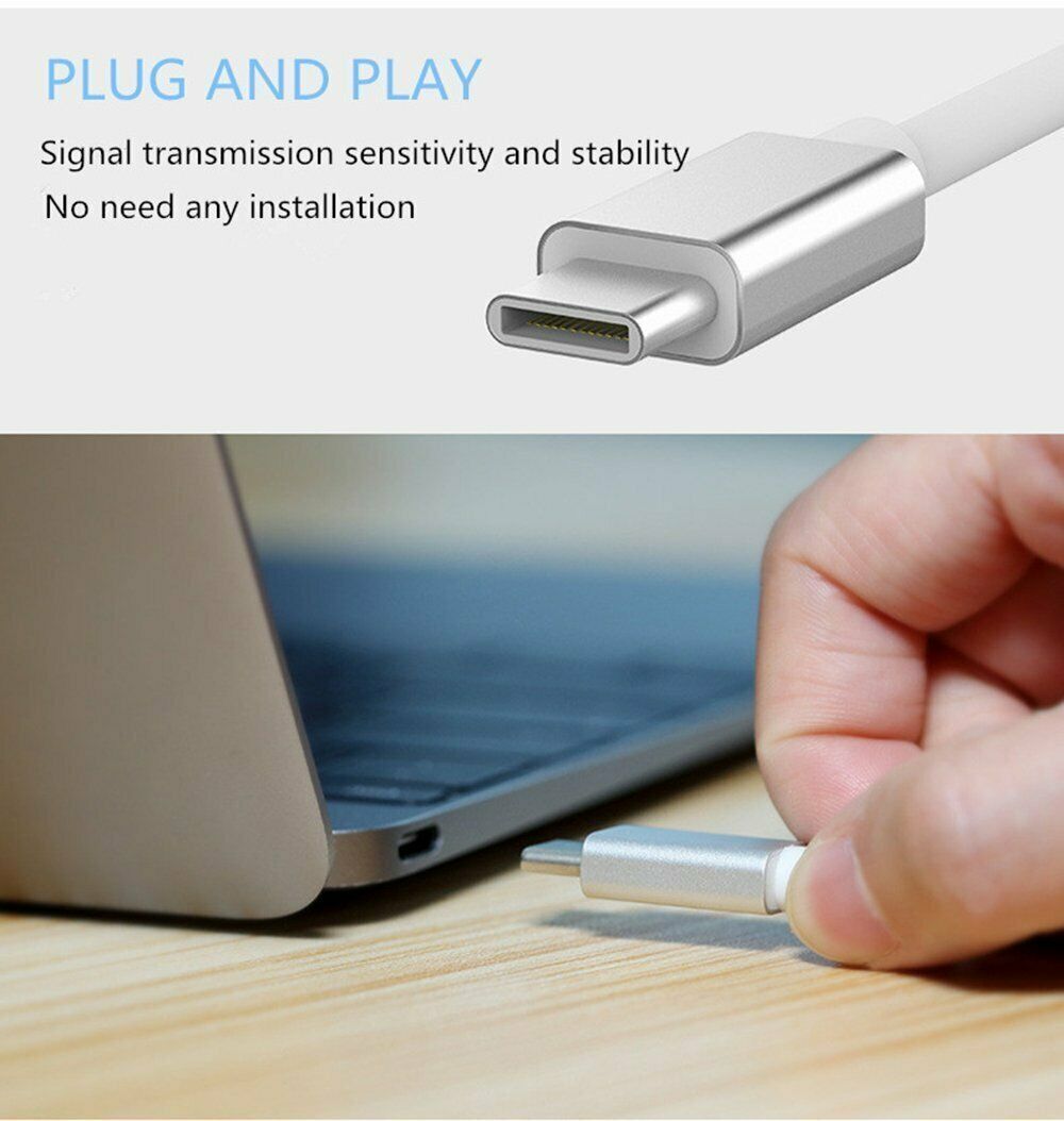 HF-UCTUCH: 3 in 1 USB 3.1 Type C To HDMI USB 3.0 HUB USB-C multi-port Adapter Dongle Dock Cable for Macbook Pro - Click Image to Close