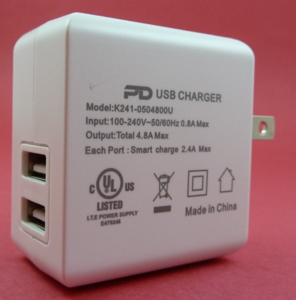 HF-UPD5V48A: Hi Capacity Dual Port 5V 4.8A USB CHARGER