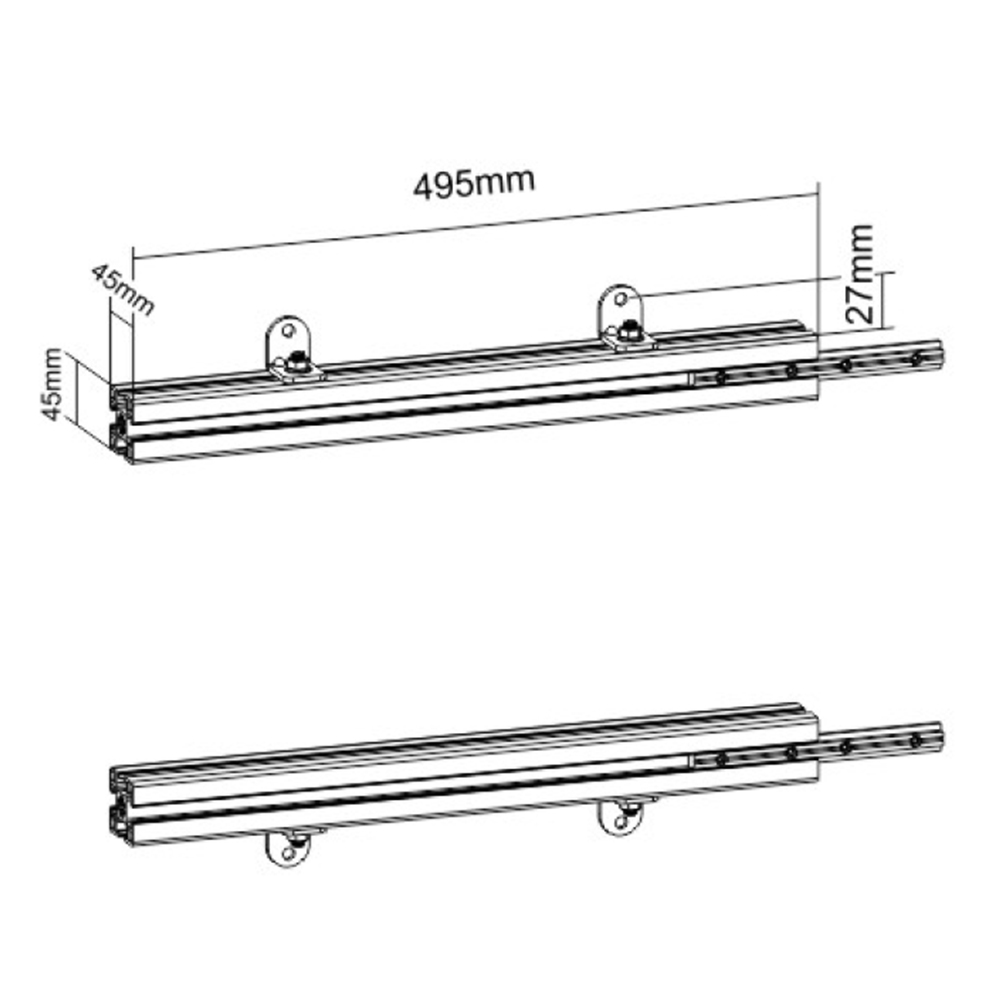 HF-VWM-A1514-495:495mm Aluminum Rails for Custom Installation (Pair)