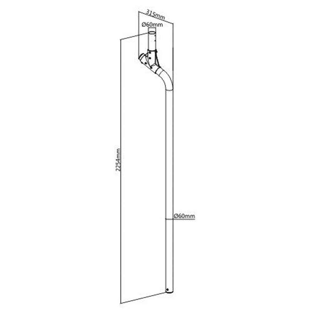 HF-VWM-P2250-1600: Video Wall Ceiling Mount - Connecting Pole 2250mm - Click Image to Close