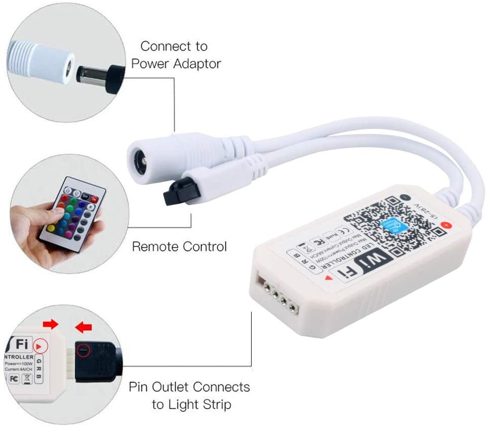 HF-WCLED: WiFi Wireless LED Smart Controller 24 Keys Working with Android/iOS System and RGB LED Strip Lights