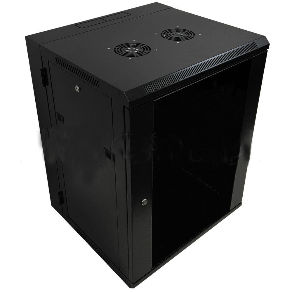 HF-WCS15U185: Wall Mount Swing-Out Cabinet 15U x 18.5" Usable Depth, Fans - Black