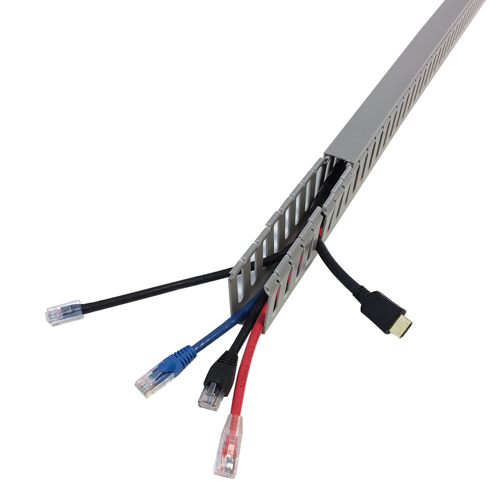 HF-WD-1020-GY: 6ft Plastic Wiring Duct with Cover 1x2 - Grey - Click Image to Close