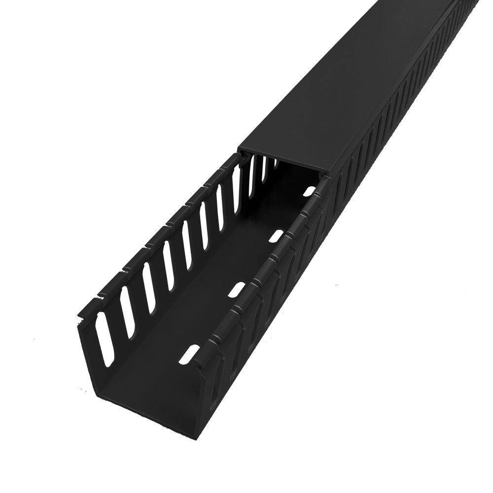 HF-WD2020BK: 6ft Plastic Wiring Duct with Cover 2x2 - Black