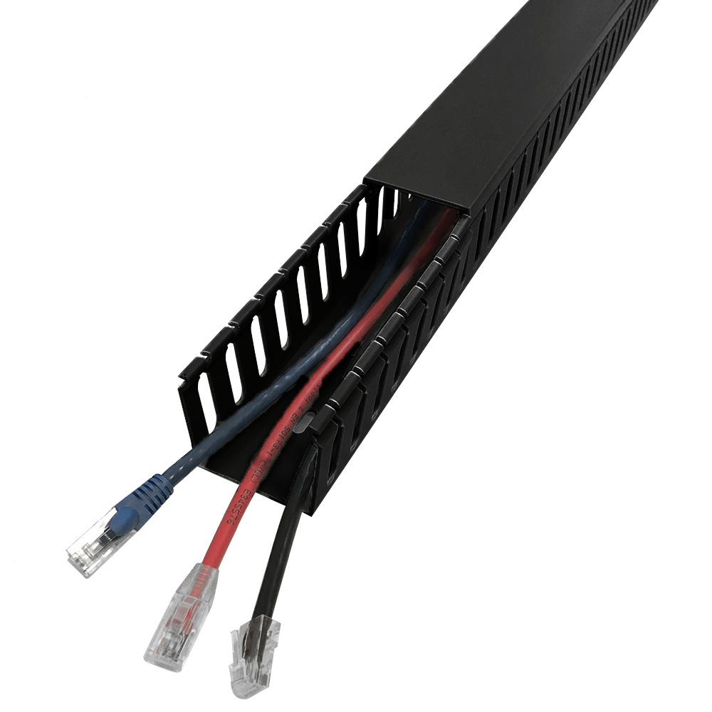 HF-WD2020BK: 6ft Plastic Wiring Duct with Cover 2x2 - Black - Click Image to Close