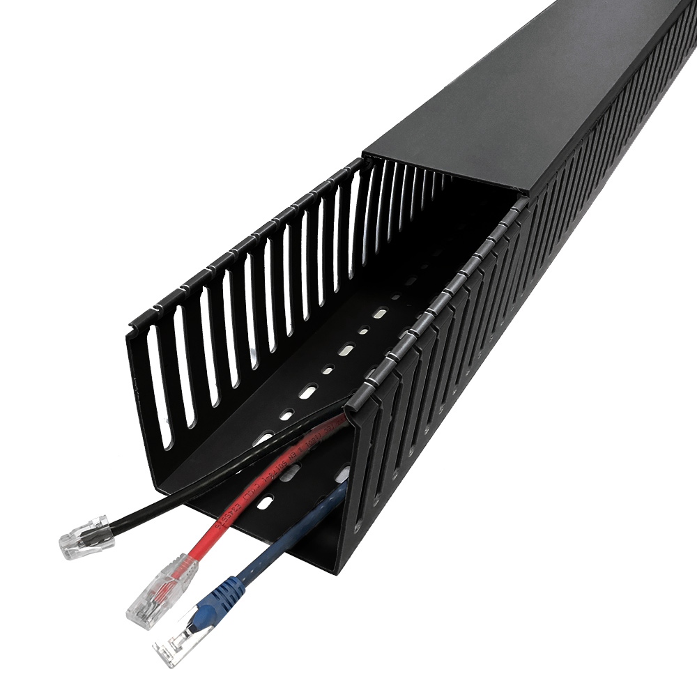 HF-WD4040BK: 6ft Plastic Wiring Duct with Cover 4x4 - Black