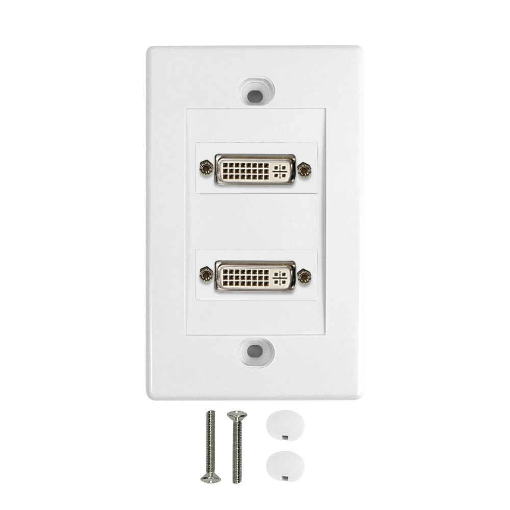 HF-WPK-DVI2: 2-Port DVI Wall Plate Kit - White