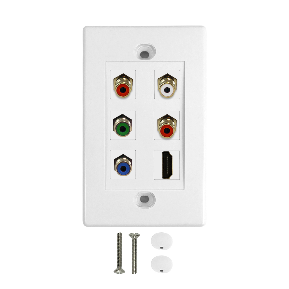 HF-WPK-HYLR: Component + HDMI + Left/Right Audio Wall Plate Kit - White
