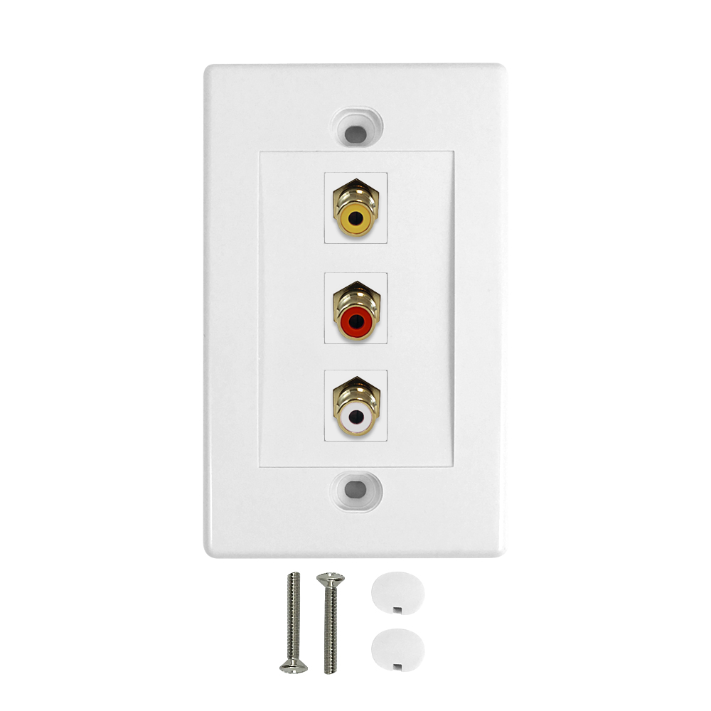 HF-WPK-RCA: Composite + Left/Right Audio Wall Plate Kit - White