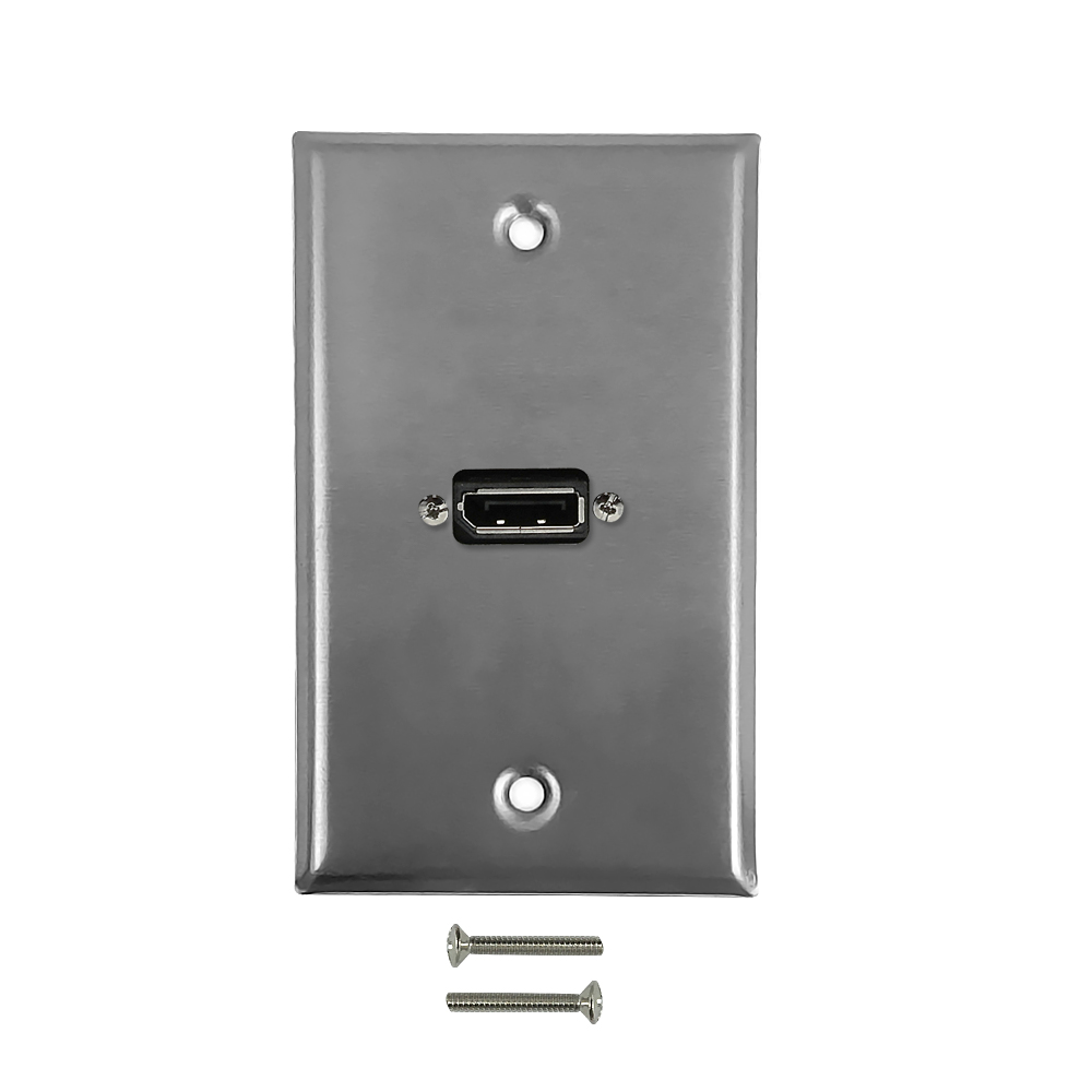 HF-WPK-SDP1: 1-Port DisplayPort Wall Plate Kit - Stainless Steel