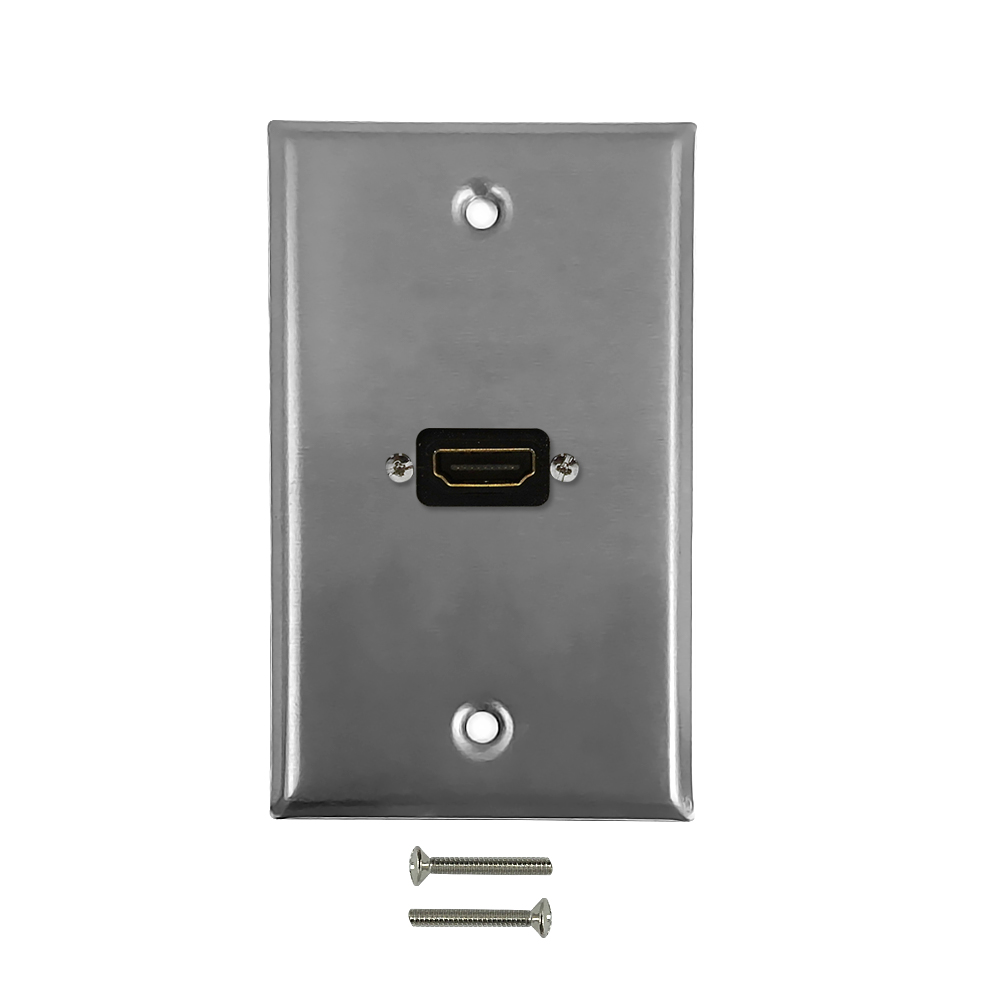 HF-WPK-SH1: 1-Port HDMI Wall Plate Kit - Stainless Steel