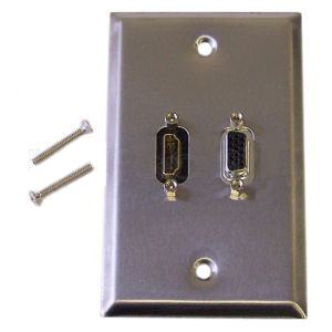 HF-WPK-SHV1: VGA, HDMI Single Gang Wall Plate Kit - Stainless Steel