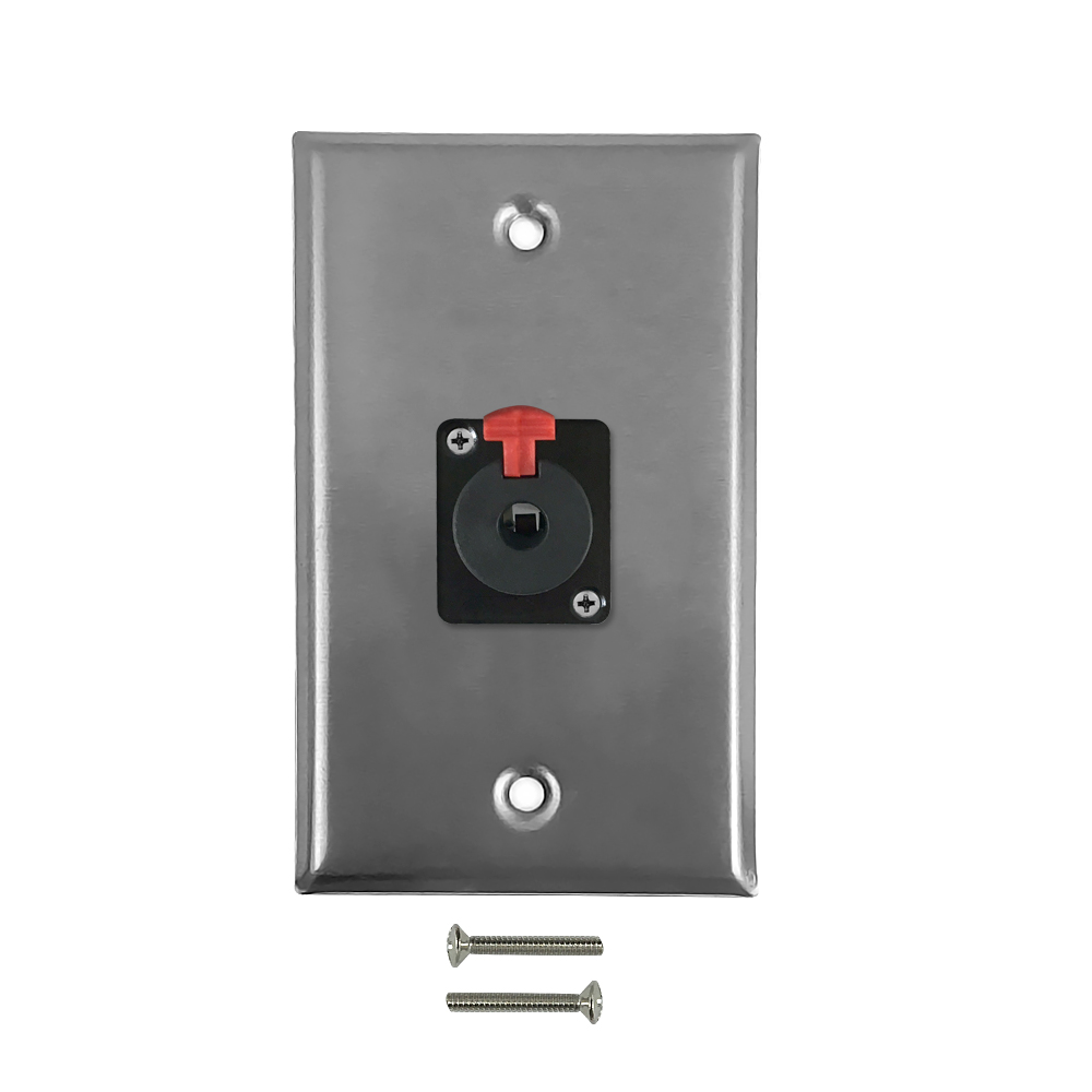 HF-WPK-TRS-1F: 1x TRS Locking Female Single Gang SS Wall Plate Kit - Stainless Steel