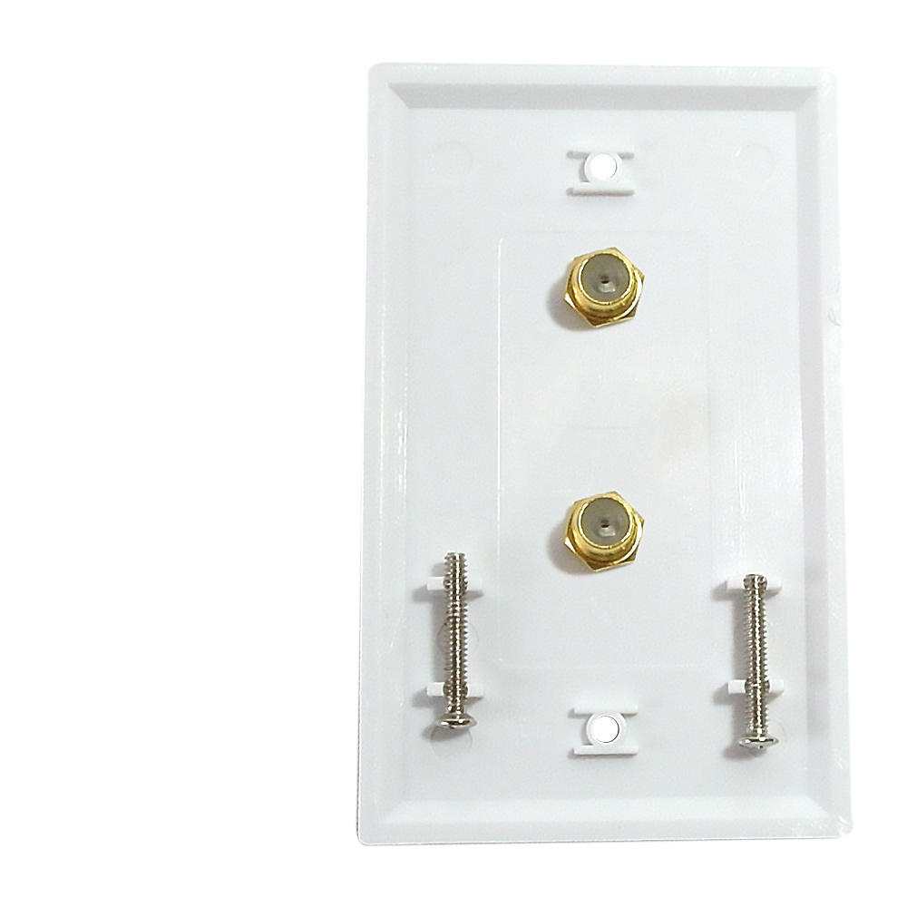 HFWPKTV2WH Single gang decora style 2x coax wall plate White [HF
