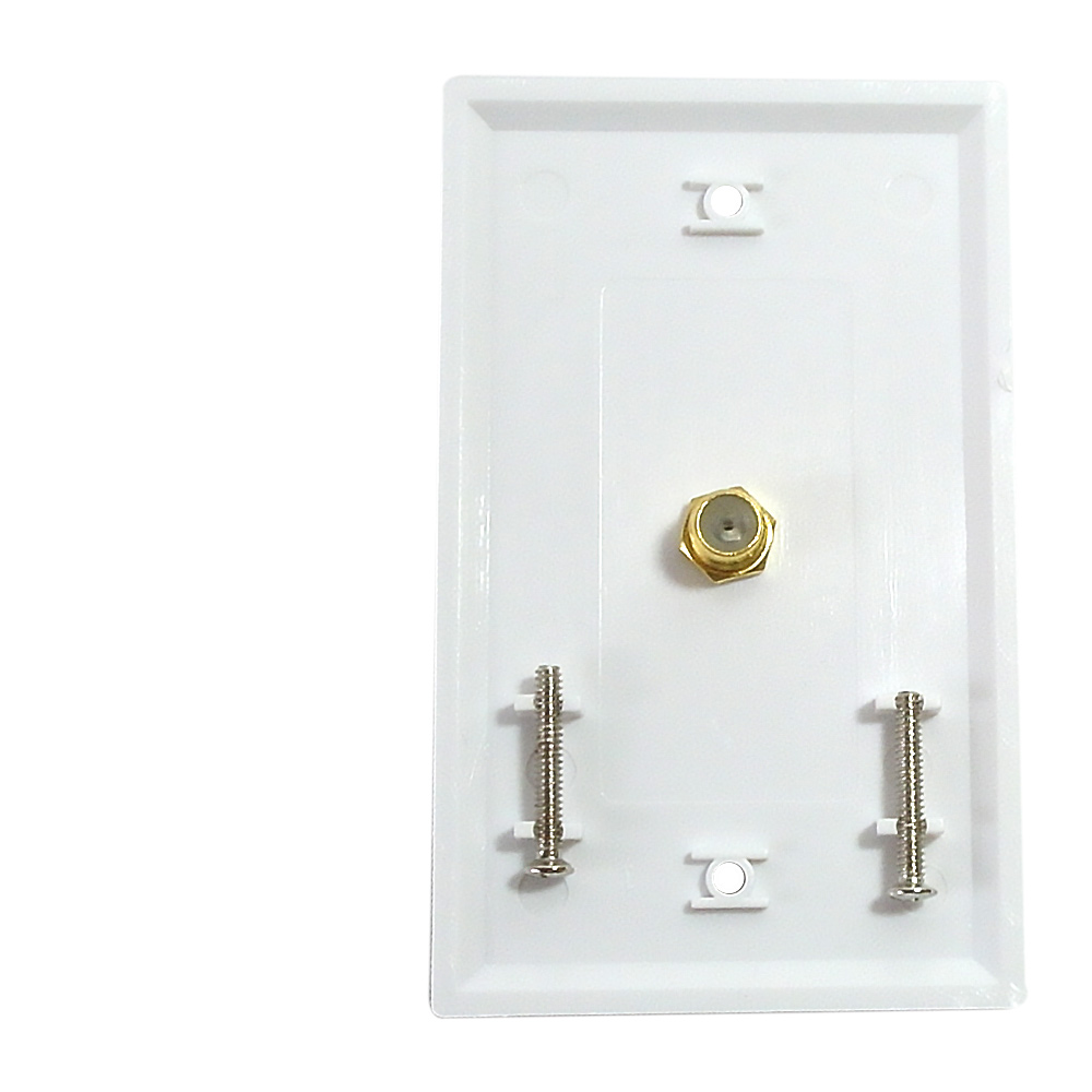 HF-WPK-TVF1-WH: Single gang decora style coax wall plate - White - Click Image to Close