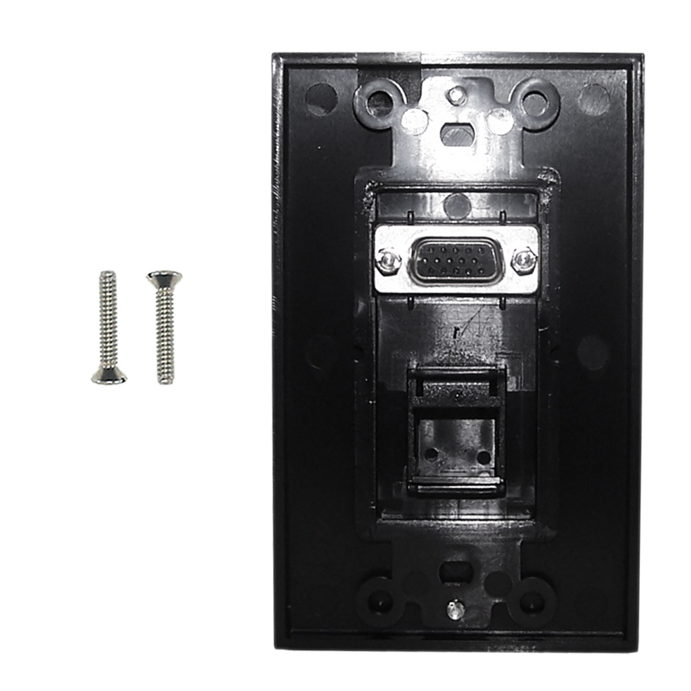 HF-WPK-VKHBK1: 1-Port VGA Wall Plate Kit Decora Black (with 1x Keystone Hole) - Click Image to Close
