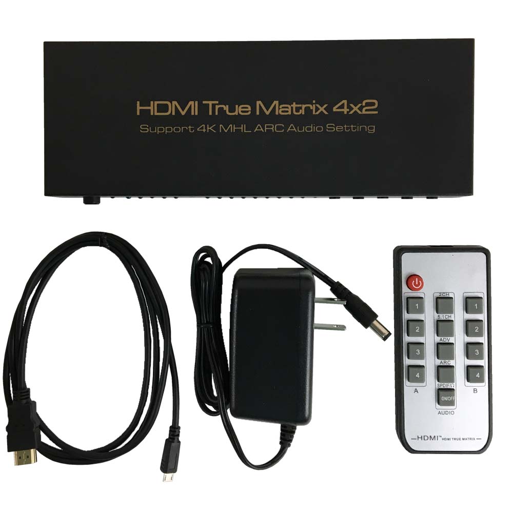 HSS0402-IR: 4x2 HDMI 4K Matrix - 4K*2K@30Hz - HDMI 1.4v - IR control