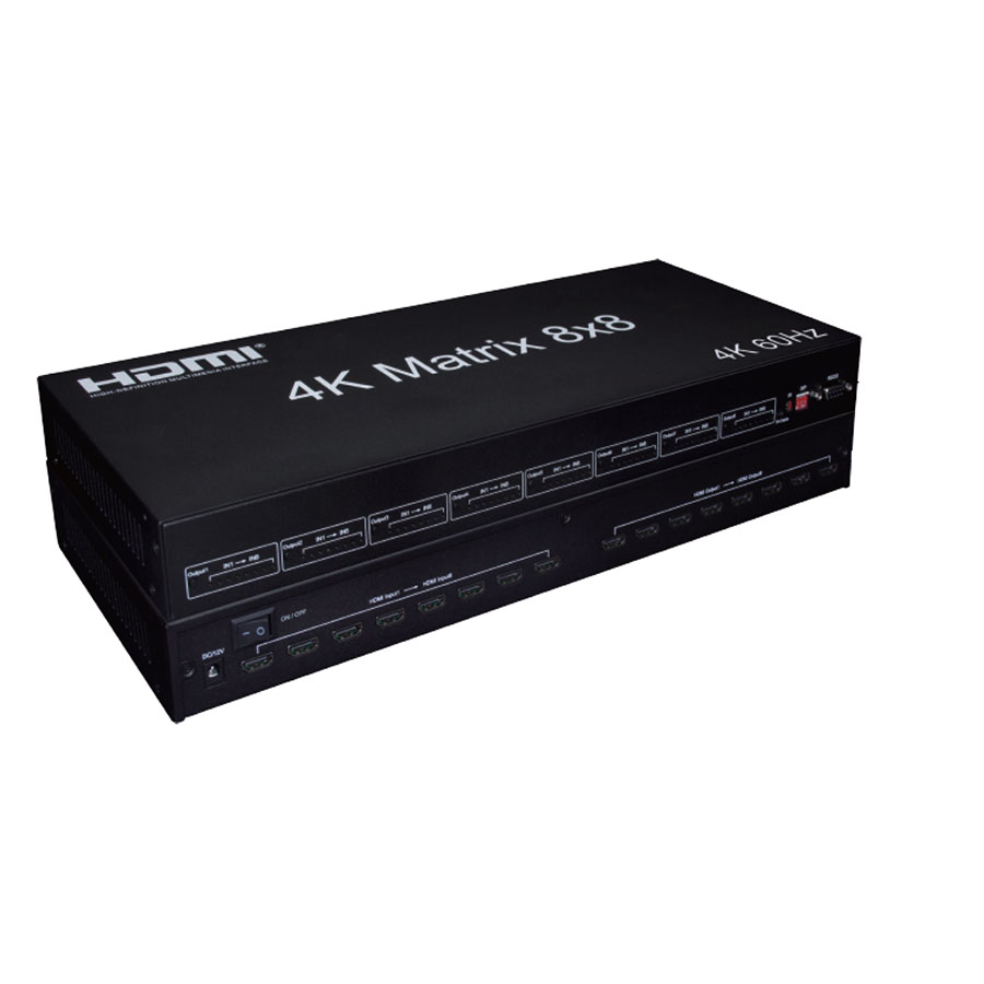 HSS0808-IR: 8x8 HDMI 4K Matrix - 4K*2K@60Hz - YUV 4:4:4 - 18Gbps - HDCP 2.2in/2.2out - IR control