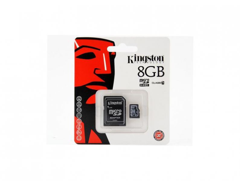 MicroSD-Kingston-C10-08G: Kingston micro SDC10/8GB Flash Card - 8GB, Class 10