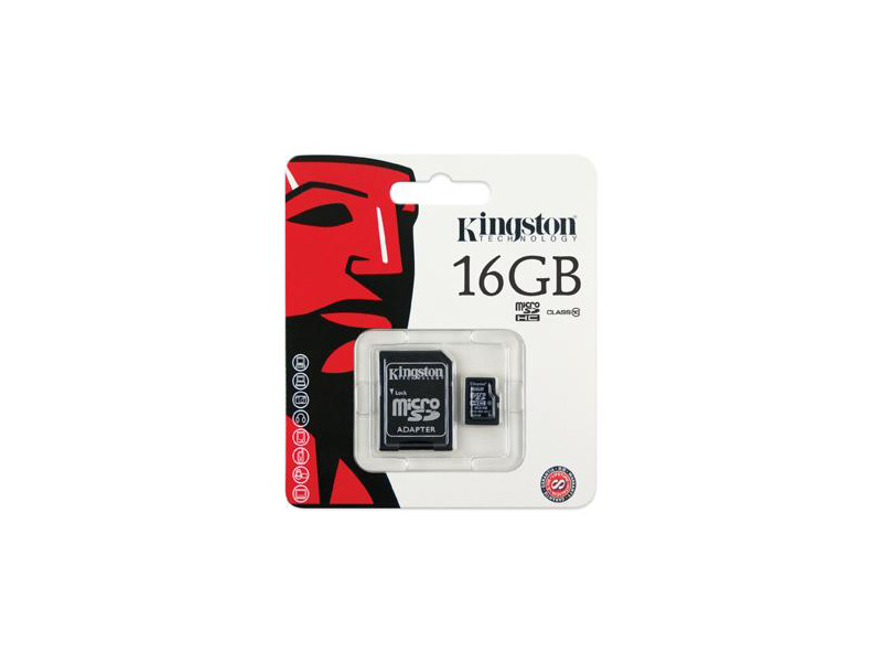 MicroSD-Kingston-C10-16G: Kingston microSDHC Flash Card - 16GB, Class 10