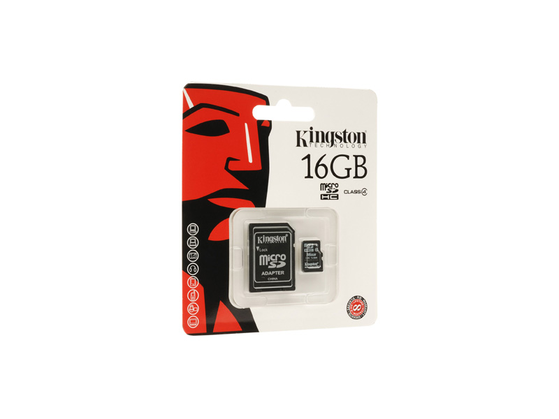 MicroSD-Kingston-C4-16G: Kingston SDC4/16GB microSDHC Flash Card - 16GB, Class 4