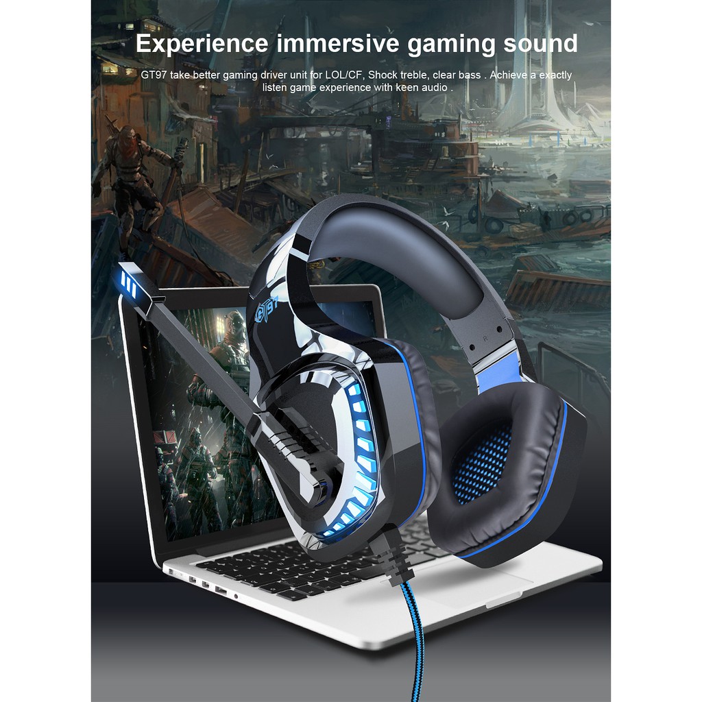 OVLENG GT97: Wired Gaming Headset E-sports with Microphone LED Stereo Surround HiFi Headset
