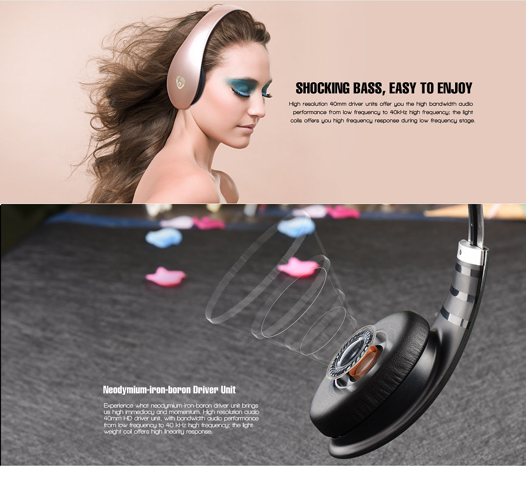 OVLENG S66: Over-Ear Headphones Super Bass Wireless Bluetooth Stereo Headset Headband Noise cancelling with Built-in Microphone - Click Image to Close