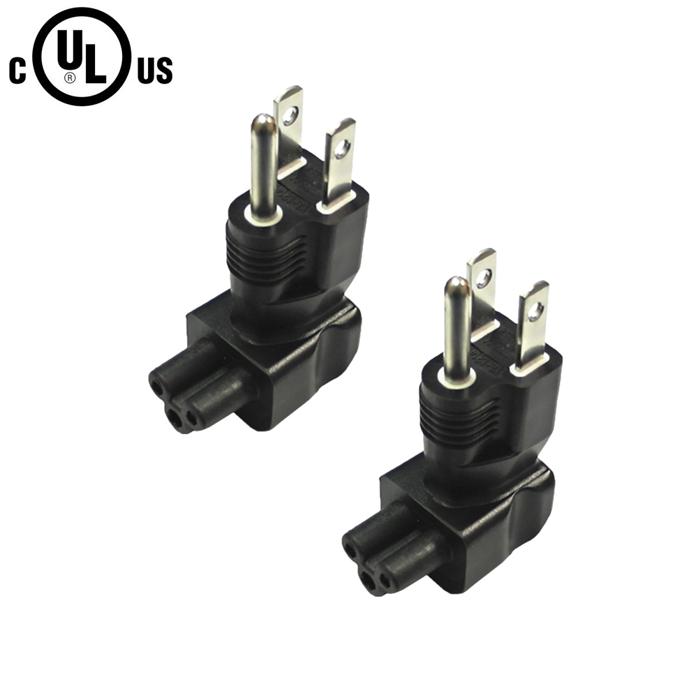 HF15PC5RAA: 5-15P Male Plug to C5 Male Right Angle Receptacle Power Cord Converter Adapter