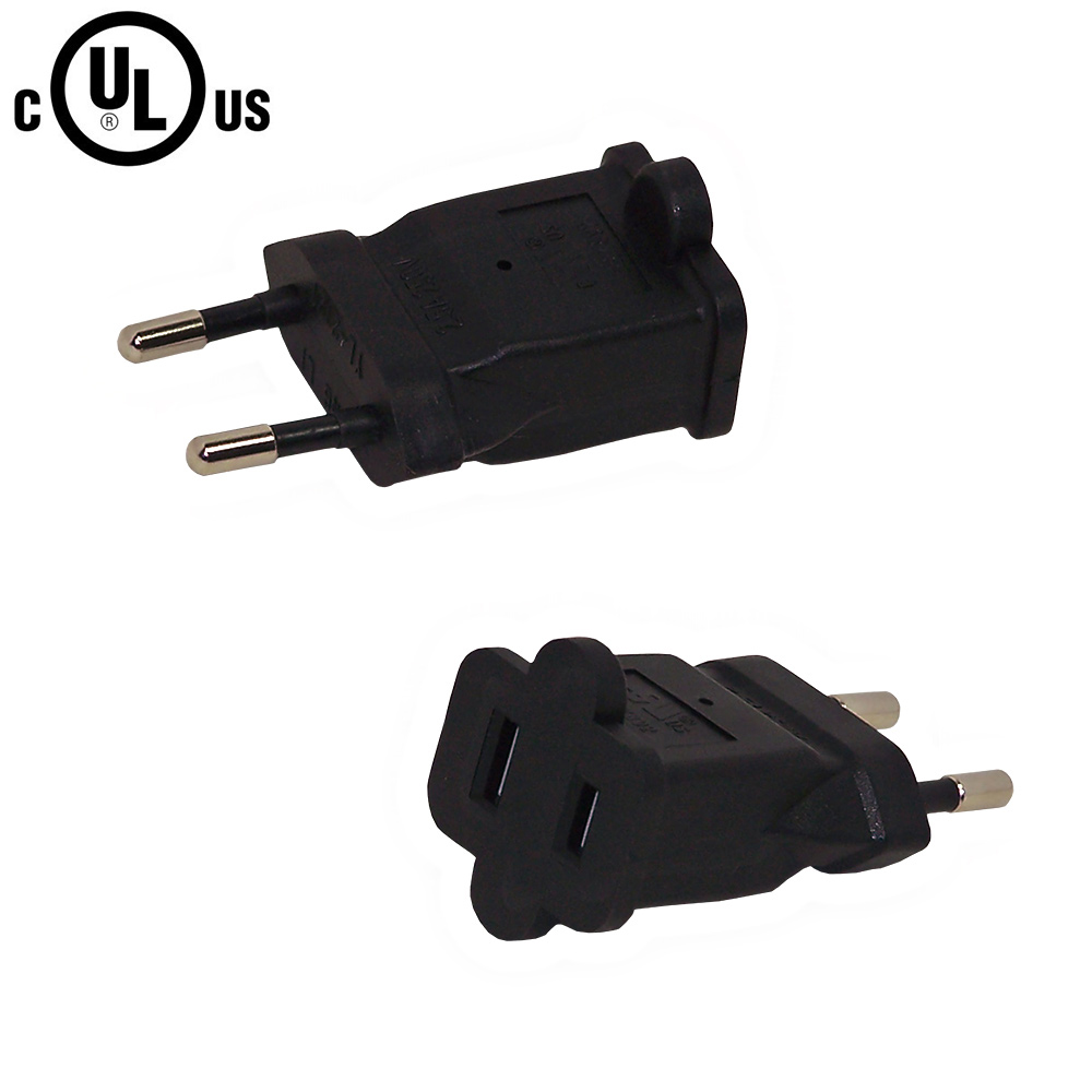 HF71615RA: CEE 7/16 (Euro) Male Plug to 1-15R Female Receptacle Power Cord Converter Adapter