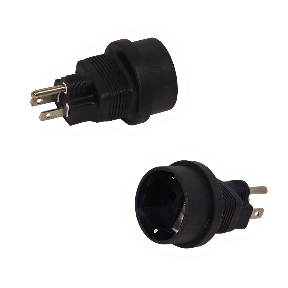 HF77F15PMA: SCHUKO CEE 7/7 (Euro) Female to 5-15P Male Power Cord Converter Adapter