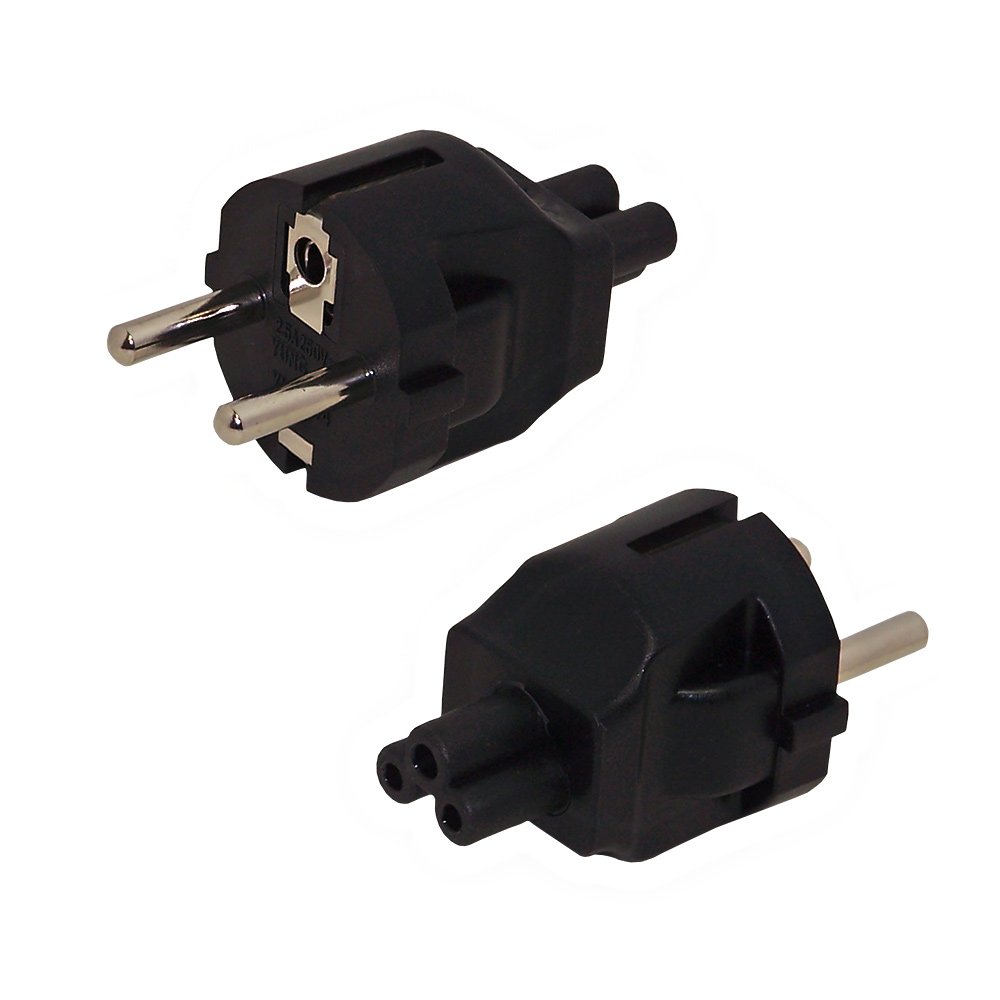 HF77MC5MA: CEE 7/7 (Euro) Male Plug to C5 Male Receptacle Power Cord Converter Adapter