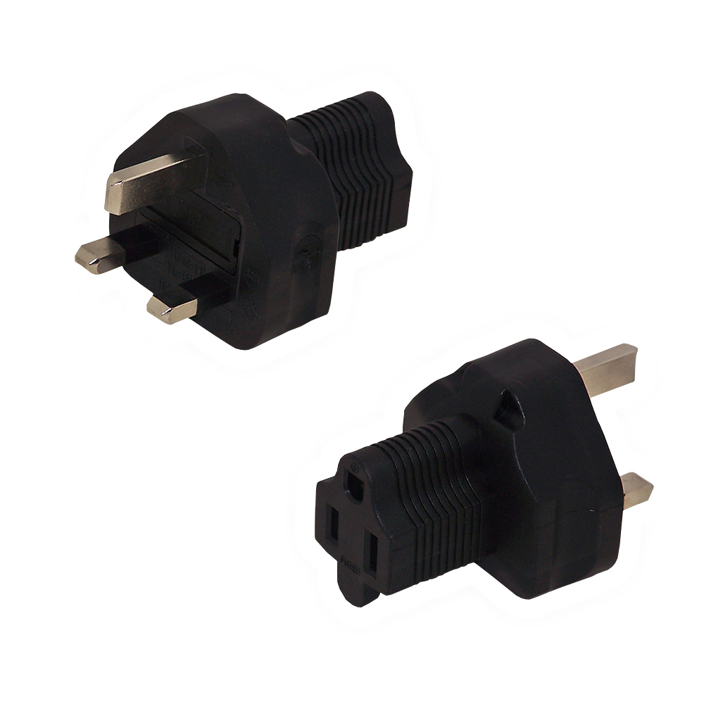 HFBS1363M515RFA: BS1363 (UK) Male to 5-15R Female Receptacle Power Cord Converter Adapter