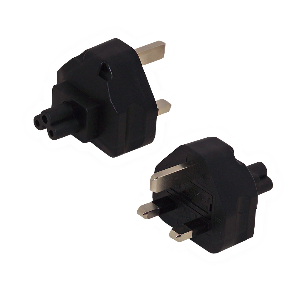 HFBS1363MC5FA: BS1363 (UK) Male to C5 Female Receptacle Power Cord Converter Adapter
