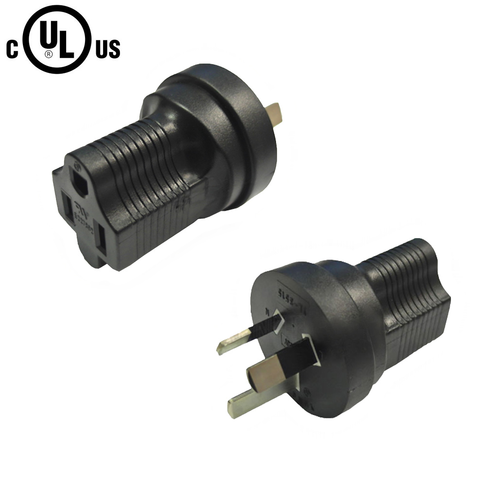 HFAS3112M515RFA: Australia AS3112 Male Plug to 5-15R Female Receptacle Power Cord Converter Adapter