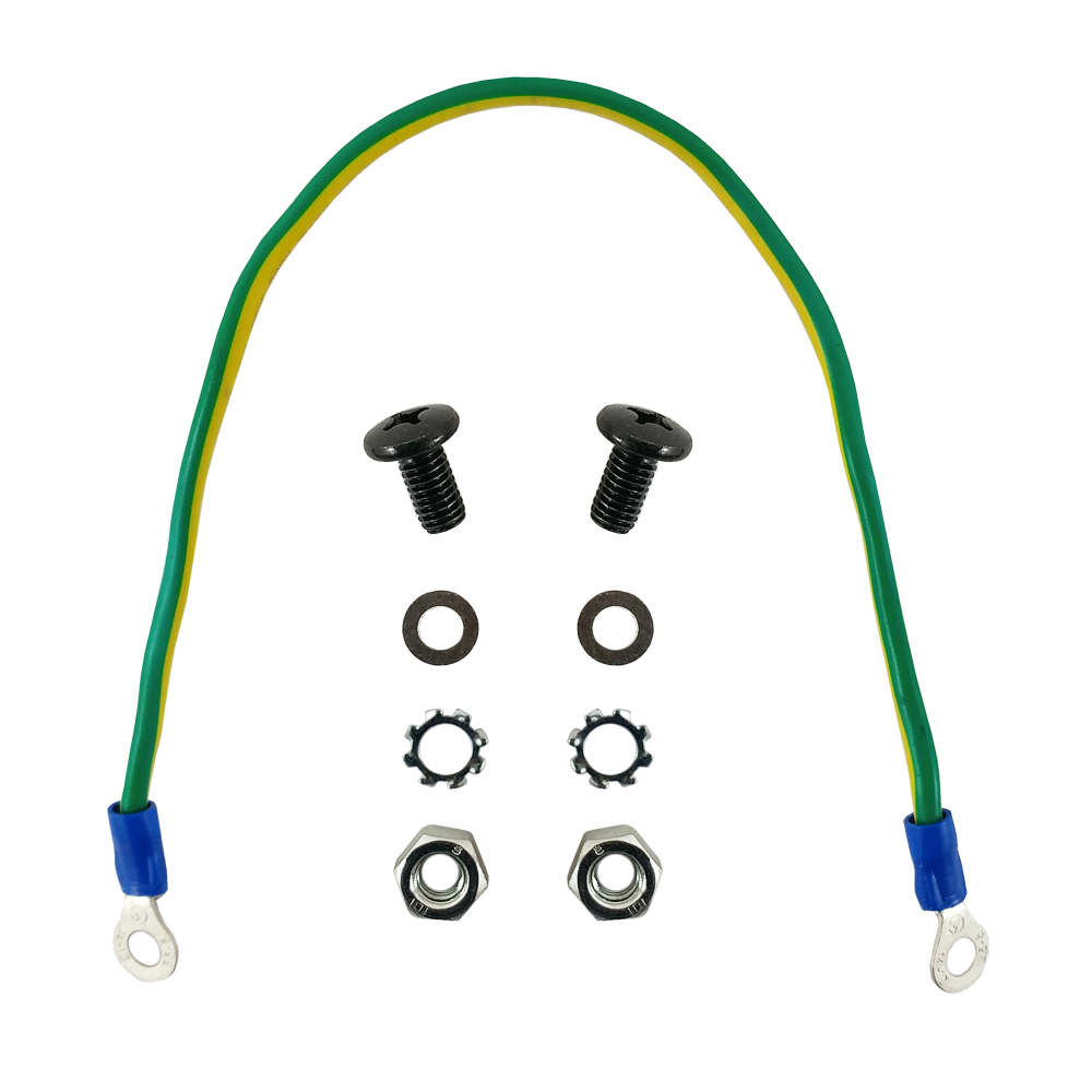 RM-GK01: 12 inch M6 Grounding Cable and Hardware Kit, 14AWG - Green/Yellow