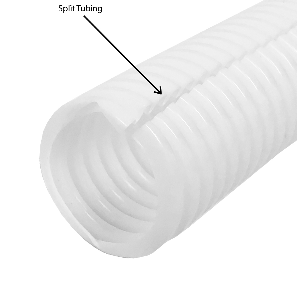 SL-100-300-WH: 300ft 1 inch Corrugated White Split Loom - Click Image to Close