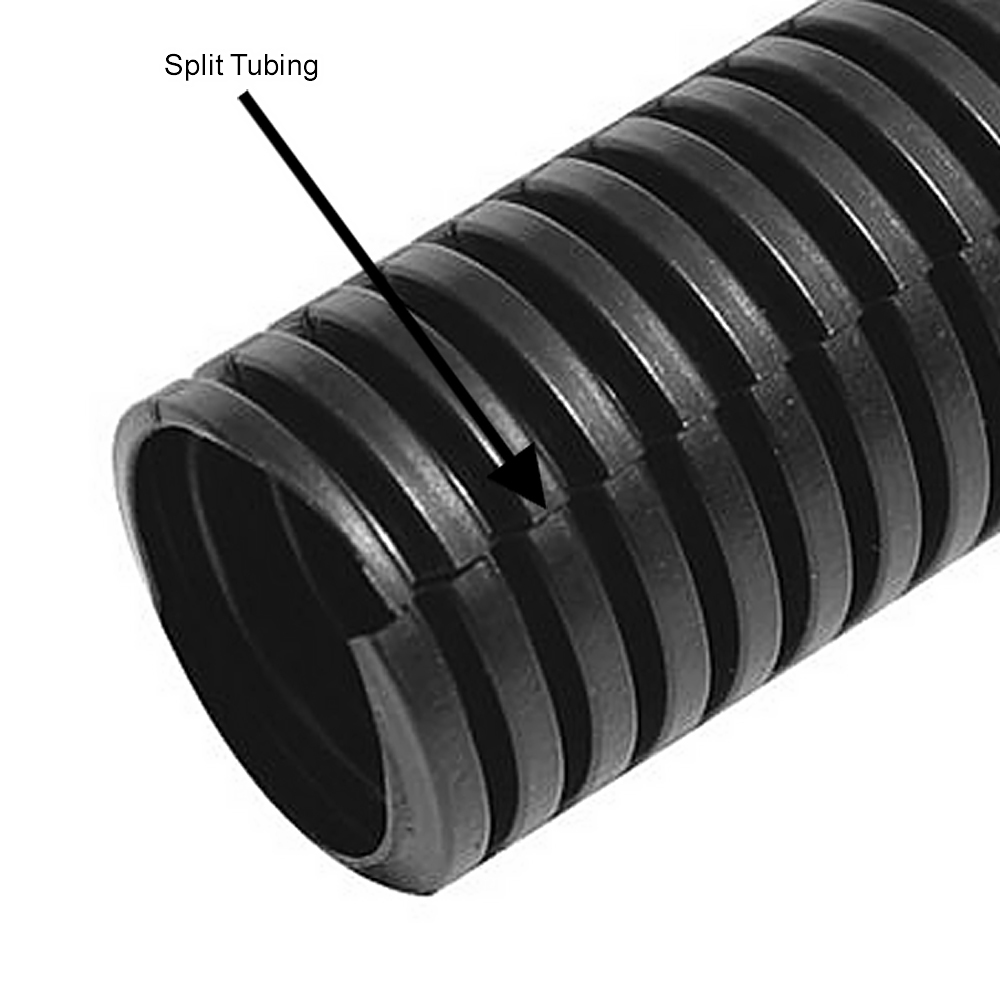SL-200-100-BK: 100ft 2 inch Corrugated Black Split Loom - Click Image to Close