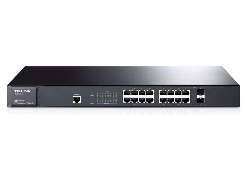 TL-SG3216: JetStream™ 16-Port Gigabit L2 Managed Switch with 2 Combo SFP Slots