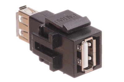WPIN-UUFF-B: USB A/A keystone wall plate insert - Black