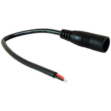 a-2135F-1: DC power connector female, 2.1mm x 5.5mm (8 inch pigtail, 22AWG)