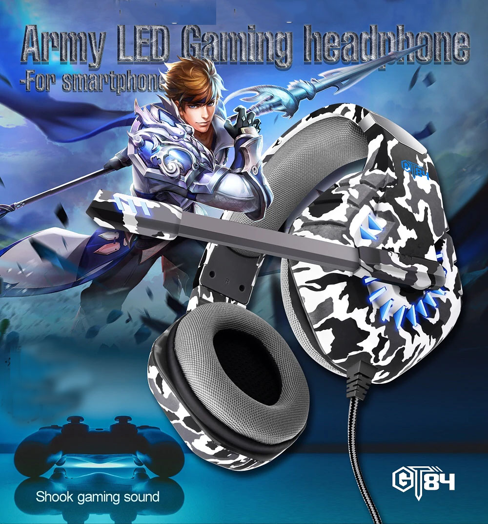Ovleng GT84: 3.5mm Wired Esports Gaming Headset With Mic LED Stereo 7.1 Virtual Surrounded HIFI Headphone For PS4 PC Laptop