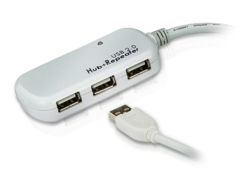 ATEN UE2120H: 4-port USB 2.0 hub with built-in 39ft. Booster cable