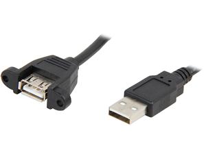 USB-P-AA: USB 'A' Male to 'A' Panel Mount Female